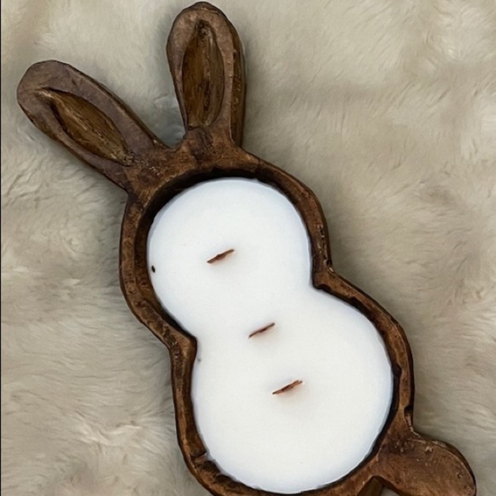 Bunny Wood Dough Bowl Candle